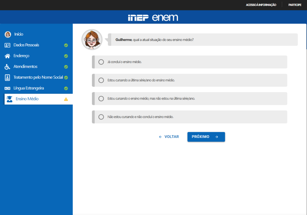 Inscrição Enem 2026:: situação atual no ensino médio