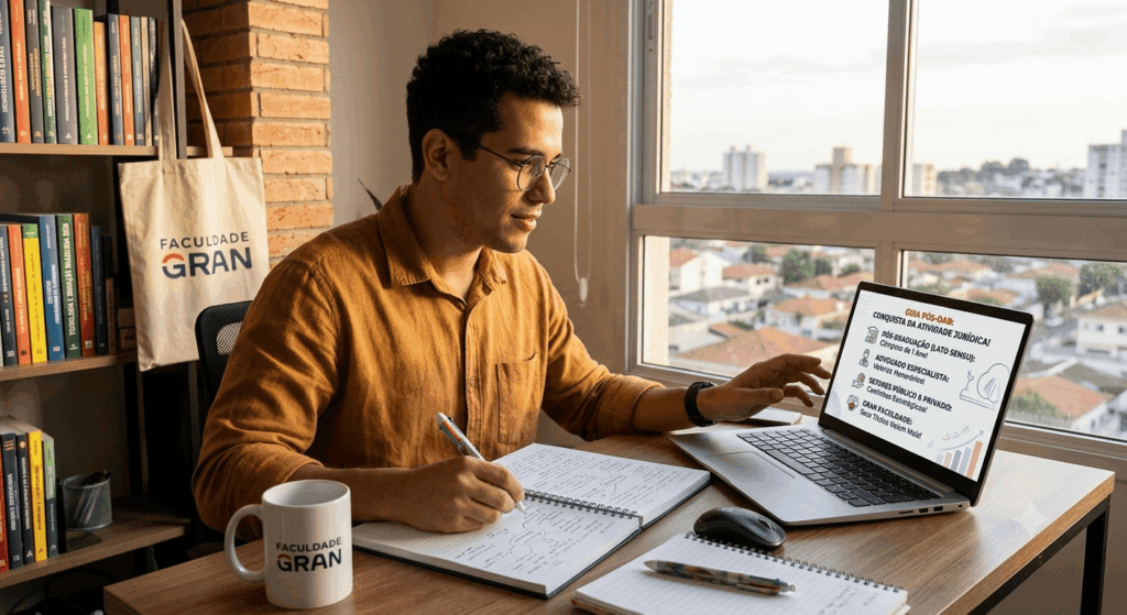 homem pesquisando sobre pós graduação pós prova oab
