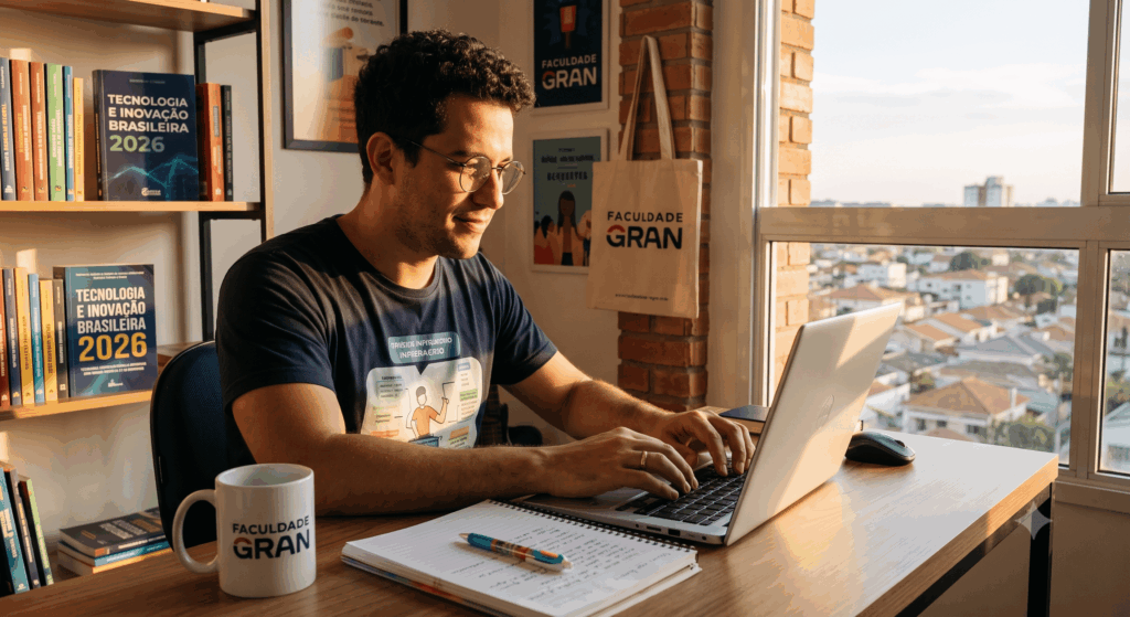homem pesquisando em notebook sobre pós para INSS