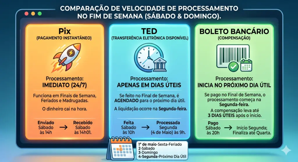funcionamento sistemas de pagamento dias úteis
