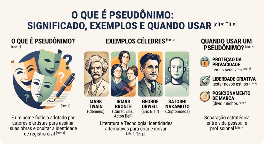 a imagem mostra exemplos de pessoas que utilizaram pseudônimos