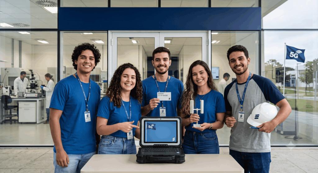 jovens reunidos para se inscrever no estagio ericsson