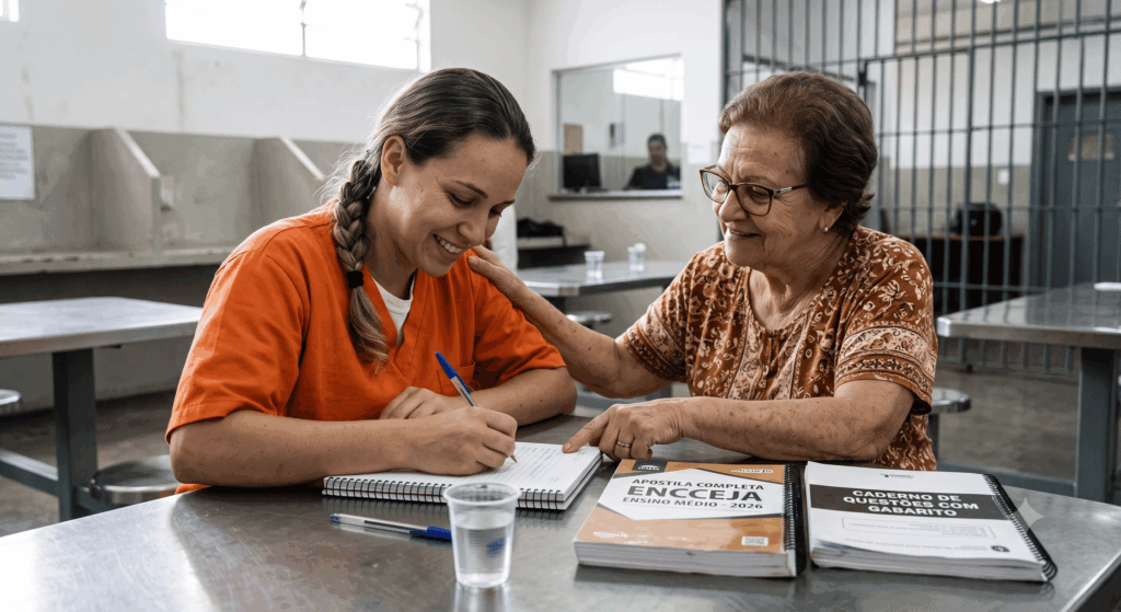 idosa ajuda mulher dentro da prisão a estudar pelo encceja ppl 2026