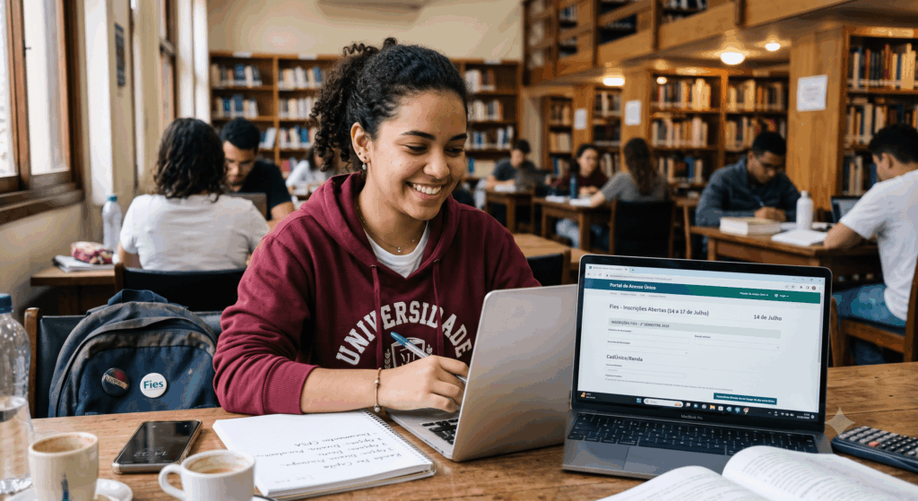 mulher pesquisando sobre fies segundo semestre inscrições