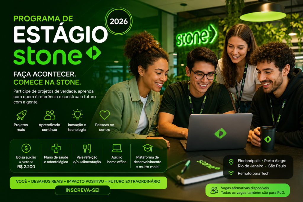 imagem mostra detalhes do programa de estágio stone 