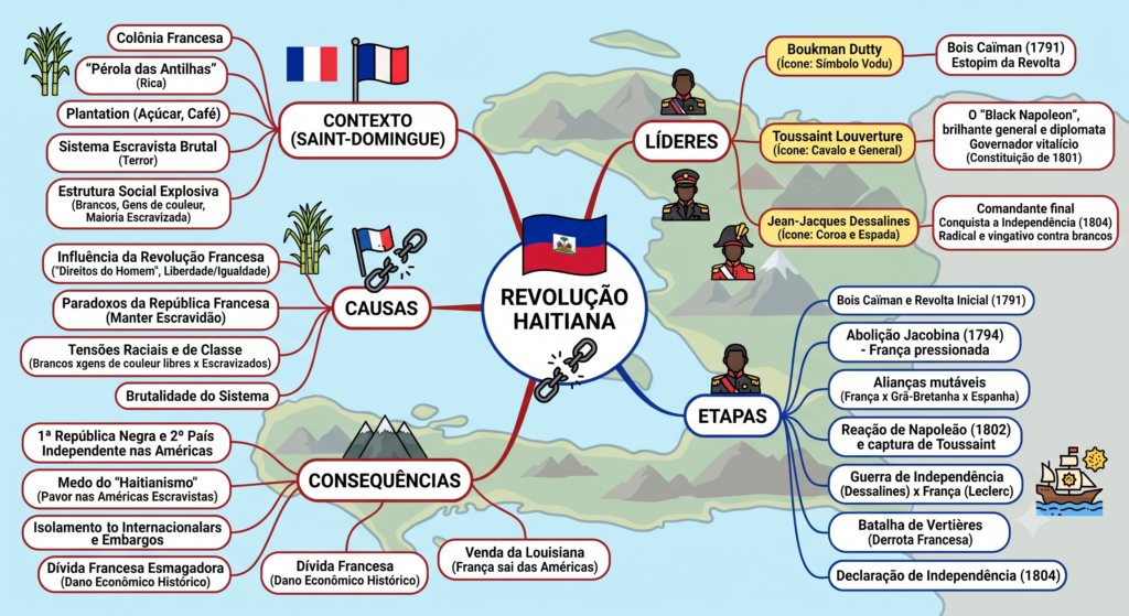 mapa mental sobre a revolução haitiana