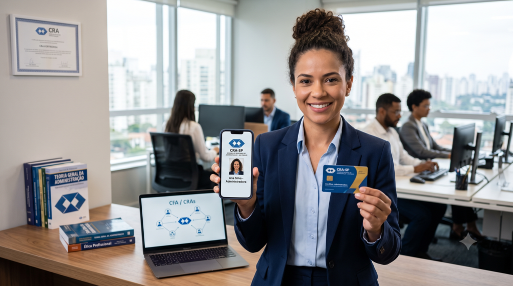 imagem mostra adminstradora com seu registro no CRA