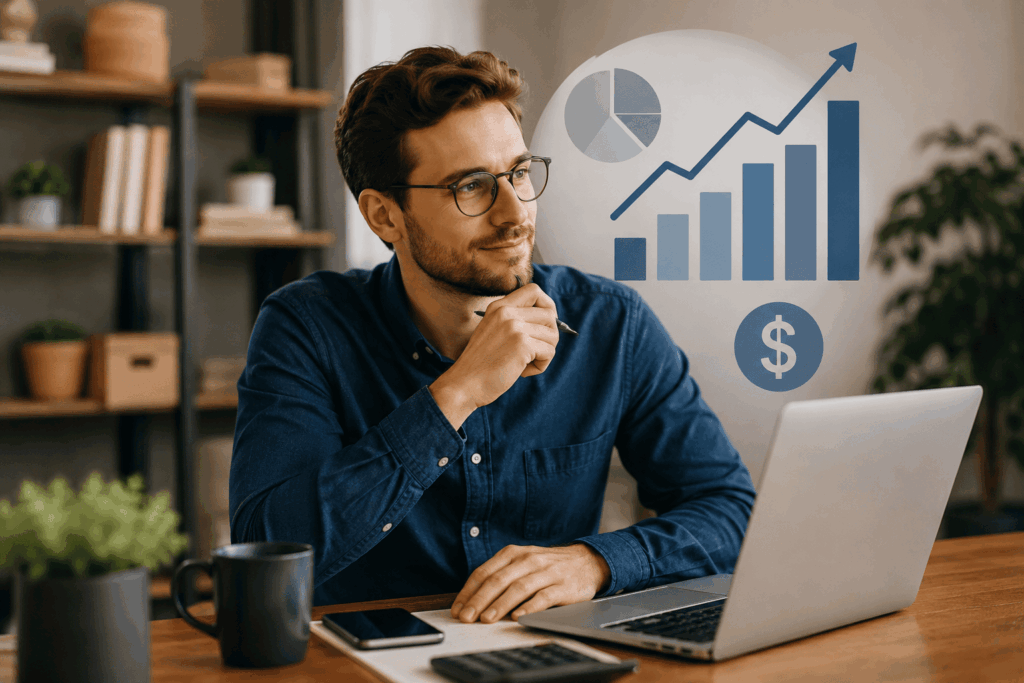 A imagem mostra um profissional analisando informações financeiras em um ambiente corporativo moderno.
Gráficos e indicadores ao fundo representam análise de resultados, planejamento e crescimento.
A composição humaniza o tema “quanto ganha um analista financeiro”, associando carreira, conhecimento e evolução profissional.